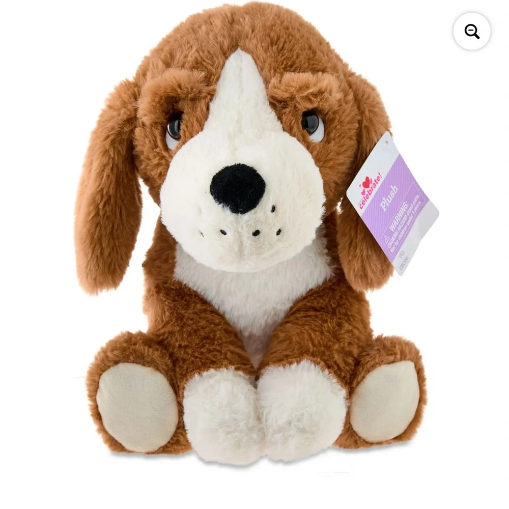 Cozy Paws Brown and White Plush Dog Toy 11” NWT!!